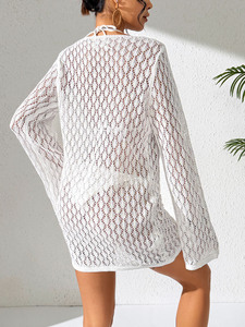 <span class=keywords><strong>Robe</strong></span> mini sexy ajourée décontractée d'été, couleur unie, pull tricoté à manches longues, tenue <span class=keywords><strong>de</strong></span> <span class=keywords><strong>plage</strong></span> et <span class=keywords><strong>de</strong></span> voyage, protection solaire, <span class=keywords><strong>maillot</strong></span> <span class=keywords><strong>de</strong></span> <span class=keywords><strong>bain</strong></span> - Product Image 4
