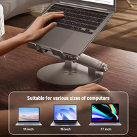 360 °   Support d'ordinateur portable rotatif, réglable et pliable en aluminium et plastique, avec refroidissement, support portable pour ordinateur portable