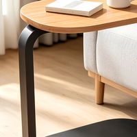 HEMUSHENG Table d'appoint moderne en fer forgé, sur pied, pour balcon, salon ou chevet, avec rangement