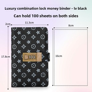 دفتر نقود فاخر بقفل رقمي، غلاف جلدي، صفحات داخلية شفافة عالية الجودة من البولي بروبيلين، 100 صفحة للبطاقات، صنع في الصين، قابل للتخصيص للأعمال - Product Image 6