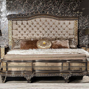 Cama de Diseño de Lujo con Respaldo Alto y Taburetes Laterales, Compre Muebles Clásicos para Dormitorio, Juego de Cama Más Vendido para Casas de Lujo a Precio de Fábrica - Product Image 1