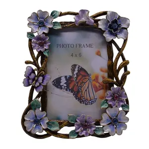 나비 꽃 보석 에나멜 금속 사진 프레임