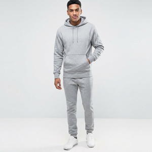 Ensemble de survêtement unisexe en molleton 100 % coton, respirant, à capuche, effet délavé, deux pièces, idéal pour l'hiver - Product Image 1