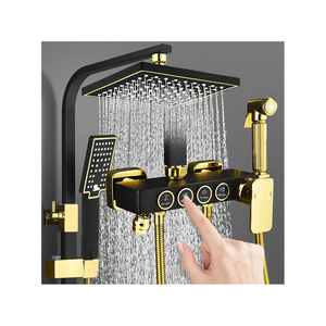 <span class=keywords><strong>Set</strong></span> Doccia da Parete Multifunzione con Pannello <span class=keywords><strong>in</strong></span> Acciaio Inox Spazzolato Nero, con Getto a Pioggia e Spruzzatore - Product Image 1