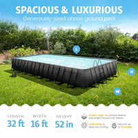 Piscina Plegable de PVC Grande de 32 Pies al por Mayor |   Piscina Rectangular Portátil para Adultos y Familias |   Ecológico, Fácil de Instalar, Duradero