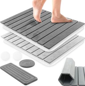 Super Absorbent Stone Folding <b>Bath</b> Sink Collapsible Large <b>Foldable</b> Stone Dish Drying Mat for Kitchen Counter Folding 24X16 Grey - Product Image 1