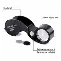 40X Magnifying Glass Jewelers Loupe Pocket Folding Magnifier Light Watch Coins Stamps Gems Jewelry Diamond Identifying