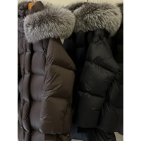 Veste en microfibre à col en fourrure de renard argenté, coupe ample, détails perlés, 90% duvet d'oie blanc, épaisse, mi-longue, pour l'hiver, 302g-310g