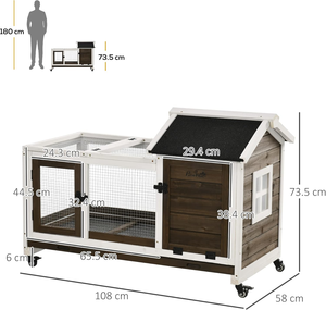 Cage à lapins en bois avec roulettes, cage <span class=keywords><strong>pour</strong></span> cochon d'Inde, maison <span class=keywords><strong>pour</strong></span> petits animaux <span class=keywords><strong>pour</strong></span> extérieur et intérieur avec plateau coulissant - Product Image 3