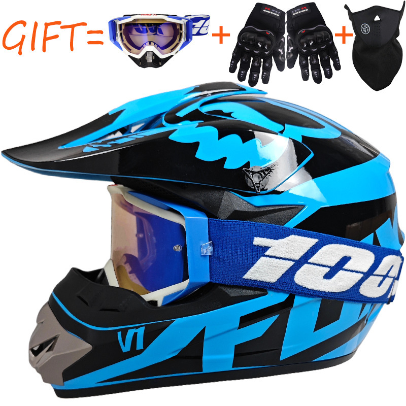 Black and blue EOX comes with blue and white 100 goggles
