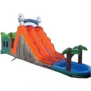 56ft customized inflatable volcano water slide n bounce for sale