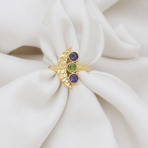 Elegante Anillo de Plata de Ley 925 Iolita y Peridoto Chapado en Oro de 18K para Bodas, Fiestas y Aniversarios - Product Image 2