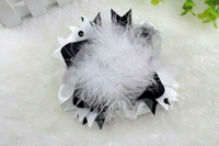 Joli bandeau élastique fait main pour bébés filles, style européen et américain, avec nœud superposé imprimé vache et plumes