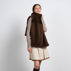 Gilet Sciarpa Monopetto Reversibile in Pelliccia di <span class=keywords><strong>Visone</strong></span> 100% Non Tessuta, Lusso Eco-Friendly, Casual Corto con Collo Alto, Indossabile in Due Modi - Product Image 3