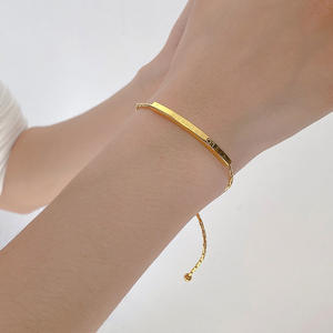 Pulsera de Cadena de Acero de Titanio Ajustable, Impermeable, con Letra Geométrica Grabable y Circonitas, Chapada en Oro de 18K, de Moda, Popular en 2023 - Product Image 4