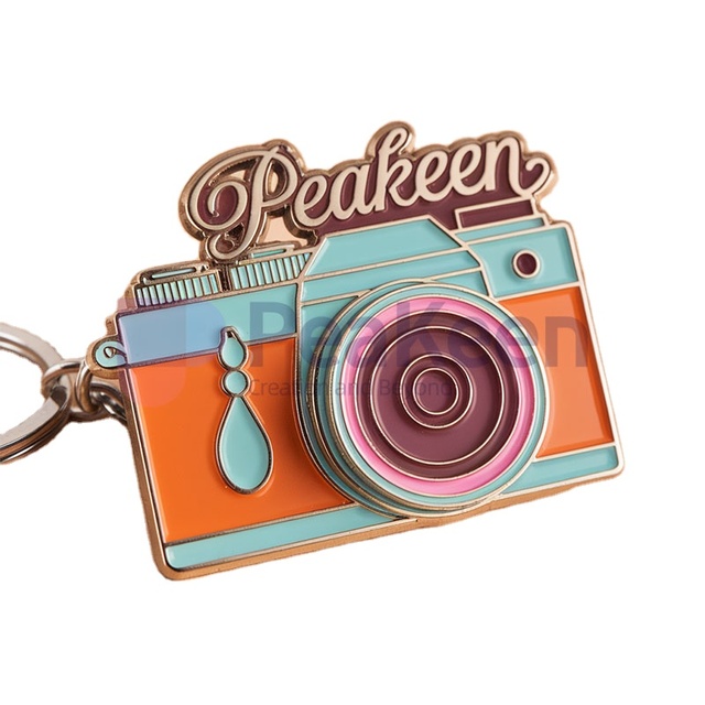 Factory Manufacture Customized Design Hard Soft Enamel Metal Mini Small Retro Digital Camera Key Chains Keychains
