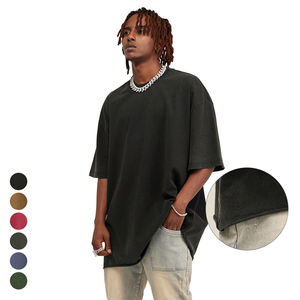 T-shirt Premium Raw Edge 285gsm Lavage en détresse 100% coton, Streetwear surdimensionné à épaules tombantes - Product Image 2