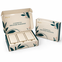 Boîte d'expédition personnalisée pour la découverte du thé, avec pelliculage brillant, doublure en éponge, emballage en papier E-Flute, logo en feuille d'or et insert à trois compartiments