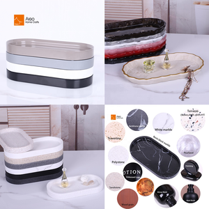 Tùy chỉnh sang trọng khách sạn màu xám polyresin phục vụ khay Vanity chăm sóc da đồ trang sức đính Organizer nhựa phòng tắm Countertop trang trí nội thất - Product Image 4