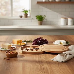 Ensemble de planches à découper avec rangement intégré pour outils, plateau de service rond, planche de préparation multifonctionnelle pour la cuisine à domicile - Product Image 4