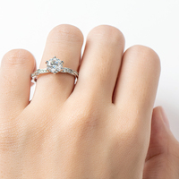 À la mode 1 carat 1.0ct 6.5mm Moissanite bague de fiançailles bijoux fins pour les femmes 925 en argent Sterling à la mode 925 bagues en argent