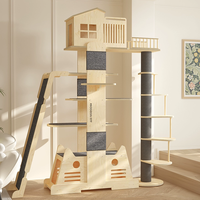 Tour d'activités pour chat en bois massif et sisal, écologique, avec plateforme multi-niveaux, poteau d'exercice, roue de course et tapis roulant