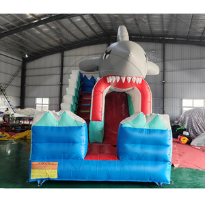 New Design Shark Theme Chateau Gonflable Outdoor Castle Inflatable Dry Slide Colorful Shark Blue Inflatable Slides for Kids - Product Image 2