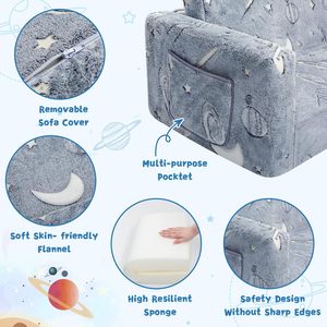 Sofá Infantil Convertible 2 en 1, Moderno y Suave, que Brilla en la Oscuridad, para Sala de Estar, Dormitorio o Apartamento, en Oferta - Product Image 5