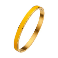 Bracelet marque de luxe en acier inoxydable plaqué or, pour femme, bijou classique, tendance, rouge, jaune, époxy, respirable, manchette, offre spéciale
