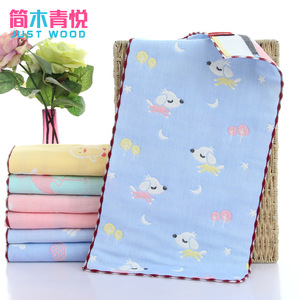 Toalla para bebé Jianmu Qingyue, 25x50cm, algodón puro, gasa jacquard de 6 capas, toalla facial infantil con bordes cosidos - Product Image 4