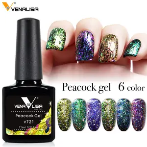 86132a VENALISA tavuskuşu Glitter kapalı islatın tırnak jeli lehçe Vernis yarı kalıcı UV jel oje Bling renk jel vernik 7.5ml