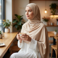 Hijab en jersey liquide polyester avec design plissé extensible dans quatre directions pour les tenues de fête estivales