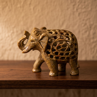 Décoration d'intérieur en pierre savonneuse de haute qualité en forme d'éléphant avec un design antique