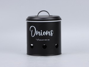 Ensemble de pots de rangement pour la cuisine, pommes de terre, oignons, ail, pot de rangement noir métallique avec couvercle - Product Image 2