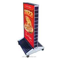 Boîte lumineuse intelligente solaire de luxe pour vitrine, en aluminium suspendu, avec écran LED transparent haute luminosité, équipement publicitaire