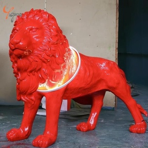Lampada da Terra Moderna Personalizzata a Forma di Animale Statua di Leone Bianco Oro <span class=keywords><strong>Rosso</strong></span> Scultura in Resina-Fibra di Vetro per Interni ed Esterni Luci Decorative per la Casa - Product Image 5