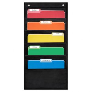 Versatile Tall Black Pocket Chart Classroom-friendly Wall Hanging <b>File</b> <b>Folder</b> Organizer Office School Supplies - Product Image 1