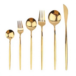Set de couverts dorés avec design en acier inoxydable, couteau à dîner, cuillère au prix de gros, argenterie, fourchette, couverts de cuisine - Product Image 1