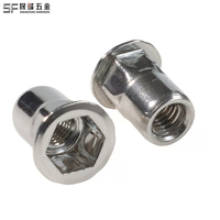 Mur Rivet Semi-Hex Kepala Datar dengan Ujung Terbuka, Profil Rendah, Mur Hexagon Rivnut SUS, Rivet Setengah Hex Shank Tahan Putar untuk Otomotif