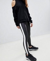 Nouveau design Leggings de yoga et de sport taille haute, effet cuir, respirants, avec bande latérale, pour femme, style streetwear
