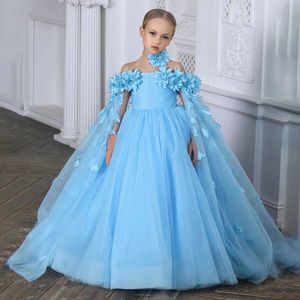 Abito da Damigella Soffice per Festa di Matrimonio, Elegante Vestito in Tulle con Spalle Scoperte per Compleanno e Prima Comunione - Product Image 1