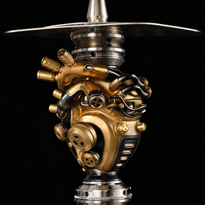 Sculpture de chicha artistique en forme de cœur mécanique en résine et acier inoxydable de 40 cm avec corps en verre pour la décoration de salons de chicha, hôtels et clubs - Product Image 2