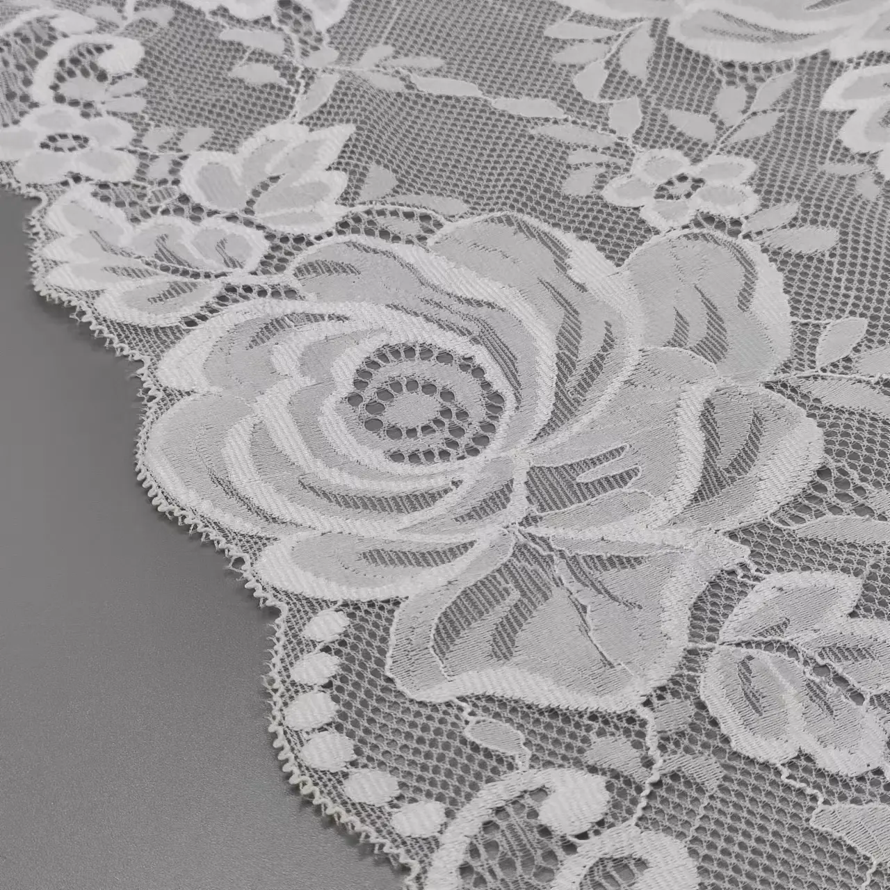 22cm OEM cortina encaje malla vestido tela flor encaje ajuste para cortinas para la sala de estar encaje elástico arco floral blanco