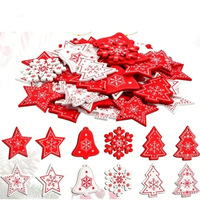 Adornos Navideños de Madera Pintados en Rojo y Blanco, Decoraciones Colgantes para Árbol de Navidad con Cuerda de Yute para Decoración Navideña del Hogar