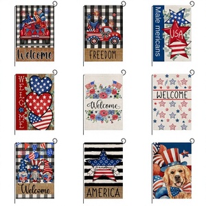 American Independence Day Black White Plaid Polyester Printed Rectangle <b>Garden</b> <b>Flag</b> Festive Yard Decorative Home - Product Image 2