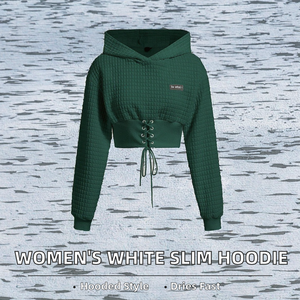 Elegante Camiseta Blanca Sólida con Capucha para Mujer, Manga Corta, Corte Ajustado, Transpirable, de Secado Rápido, con Detalle de Cordones Bordados, Lavable a Máquina - Product Image 2