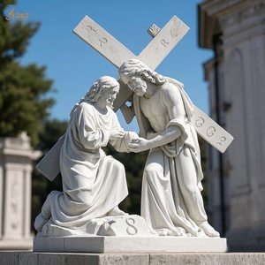 Cristiano católico famoso gran piedra tallada Jesús 14 estaciones octava estación mármol blanco Jesús Jerusalén cumple con la escultura de las mujeres - Product Image 4