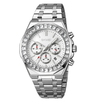 Montre à quartz pour homme avec logo personnalisé, bracelet en acier inoxydable, cadran en verre, étanche, boîtier en alliage, chronomètre, aiguilles, date