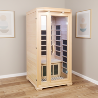 Sauna infrarouge lointain individuel en bois de pruche canadienne pour la maison, avec lumière rouge, vente en gros