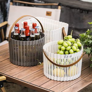 Panier de rangement en plastique Fu U avec poignées, forme de bol, pour boissons, aliments, pique-nique en plein air, fruits, utilisation en salon - Product Image 1